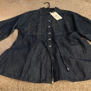 Zara Dark Denim Button-Down Shirt